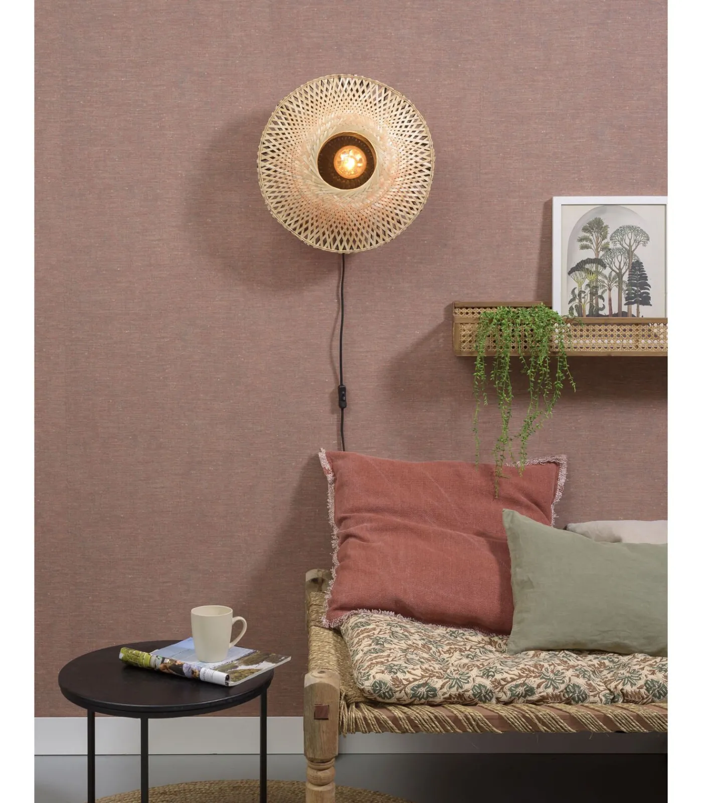 Best Wandlamp Kalimantan - Bamboe - Ø44cm Muurverlichting