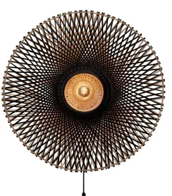Sale Wandlamp Kalimantan - Bamboe/Zwart - Ø87cm Muurverlichting
