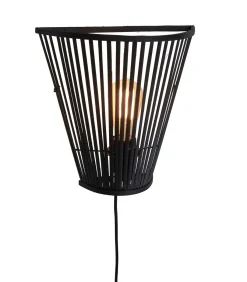 Discount Wandlamp Merapi - Bamboe Zwart - 30x15x30cm Muurverlichting