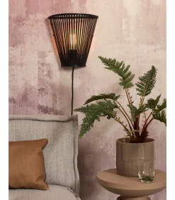 Discount Wandlamp Merapi - Bamboe Zwart - 30x15x30cm Muurverlichting