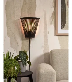 Discount Wandlamp Merapi - Bamboe Zwart - 30x15x30cm Muurverlichting