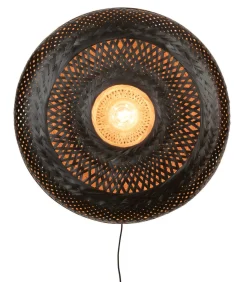 Best Wandlamp Palawan - Bamboe Zwart - Ø60cm Muurverlichting
