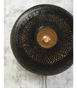 Best Wandlamp Palawan - Bamboe Zwart - Ø60cm Muurverlichting