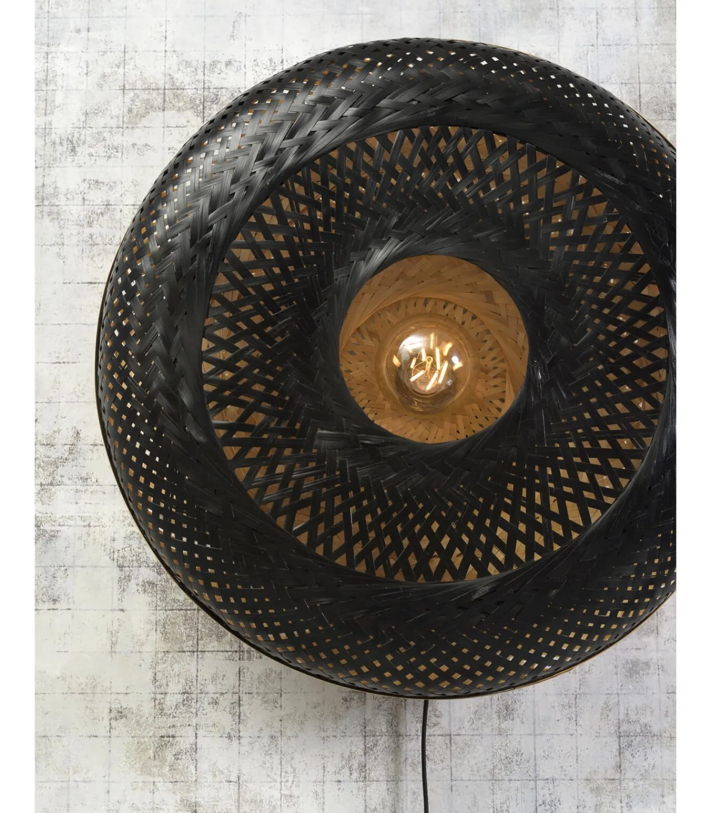 Best Wandlamp Palawan - Bamboe Zwart - Ø60cm Muurverlichting