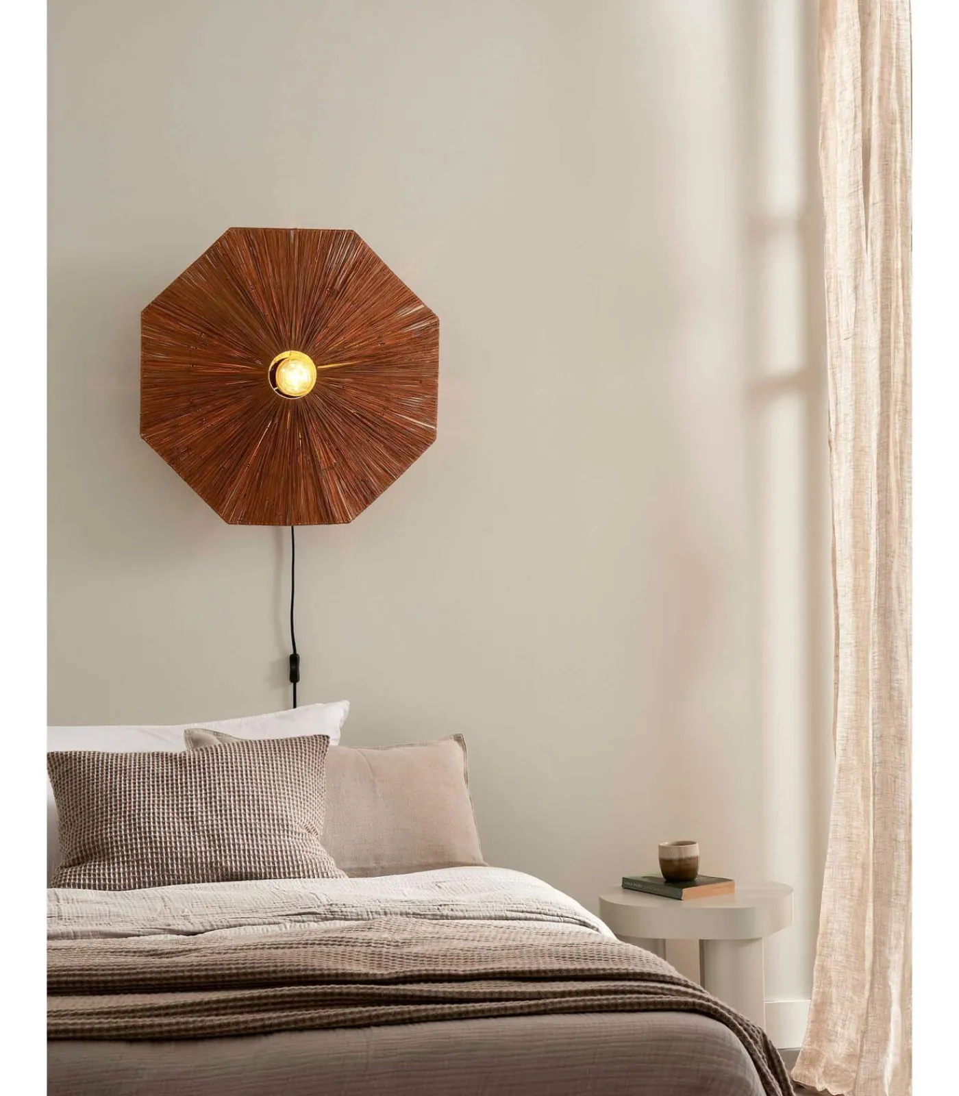 Best Wandlamp Panama - Bruin - 65x7x65cm Muurverlichting