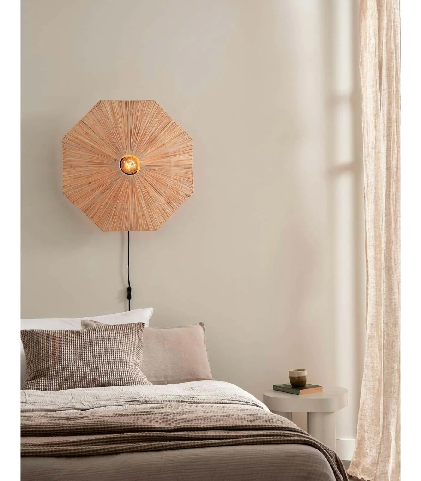 Wandlamp Panama - Naturel - 65x7x65cm Muurverlichting