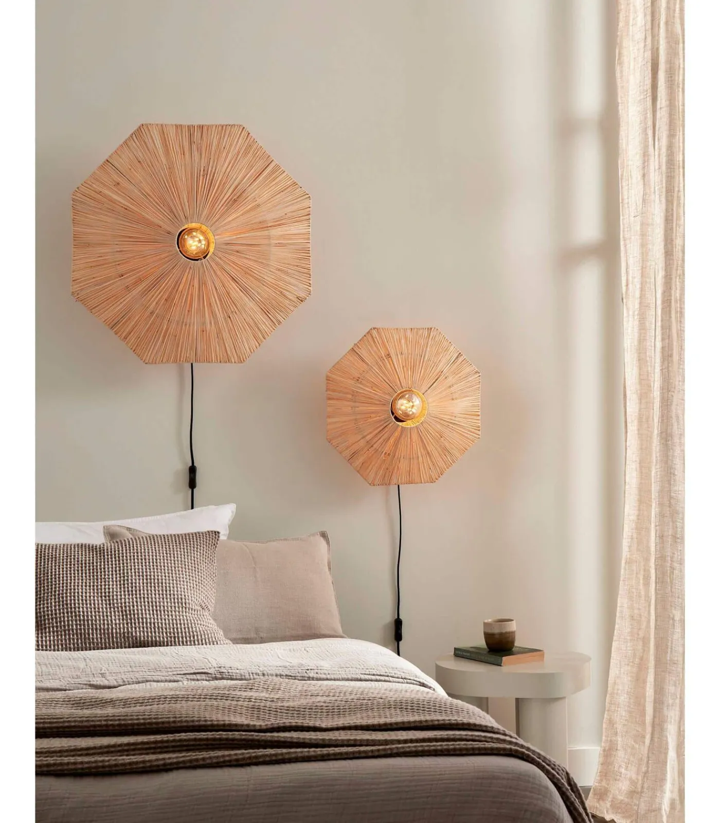 Wandlamp Panama - Naturel - 65x7x65cm Muurverlichting