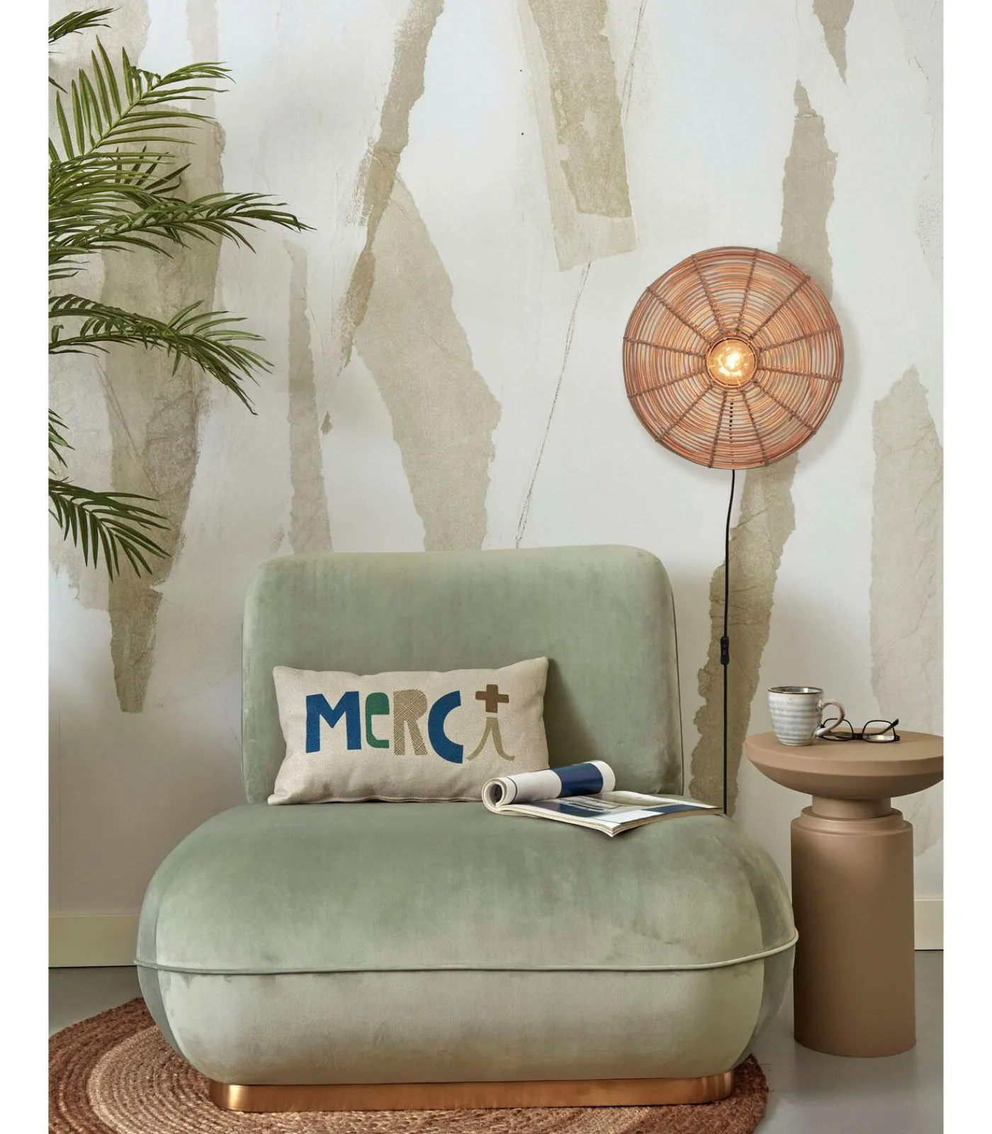 Best Wandlamp Tanami - Rotan - Ø40cm Muurverlichting