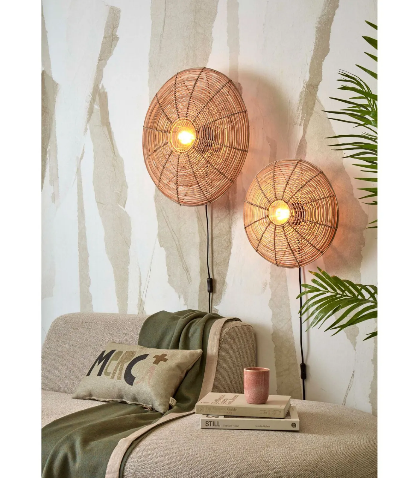 Best Wandlamp Tanami - Rotan - Ø40cm Muurverlichting