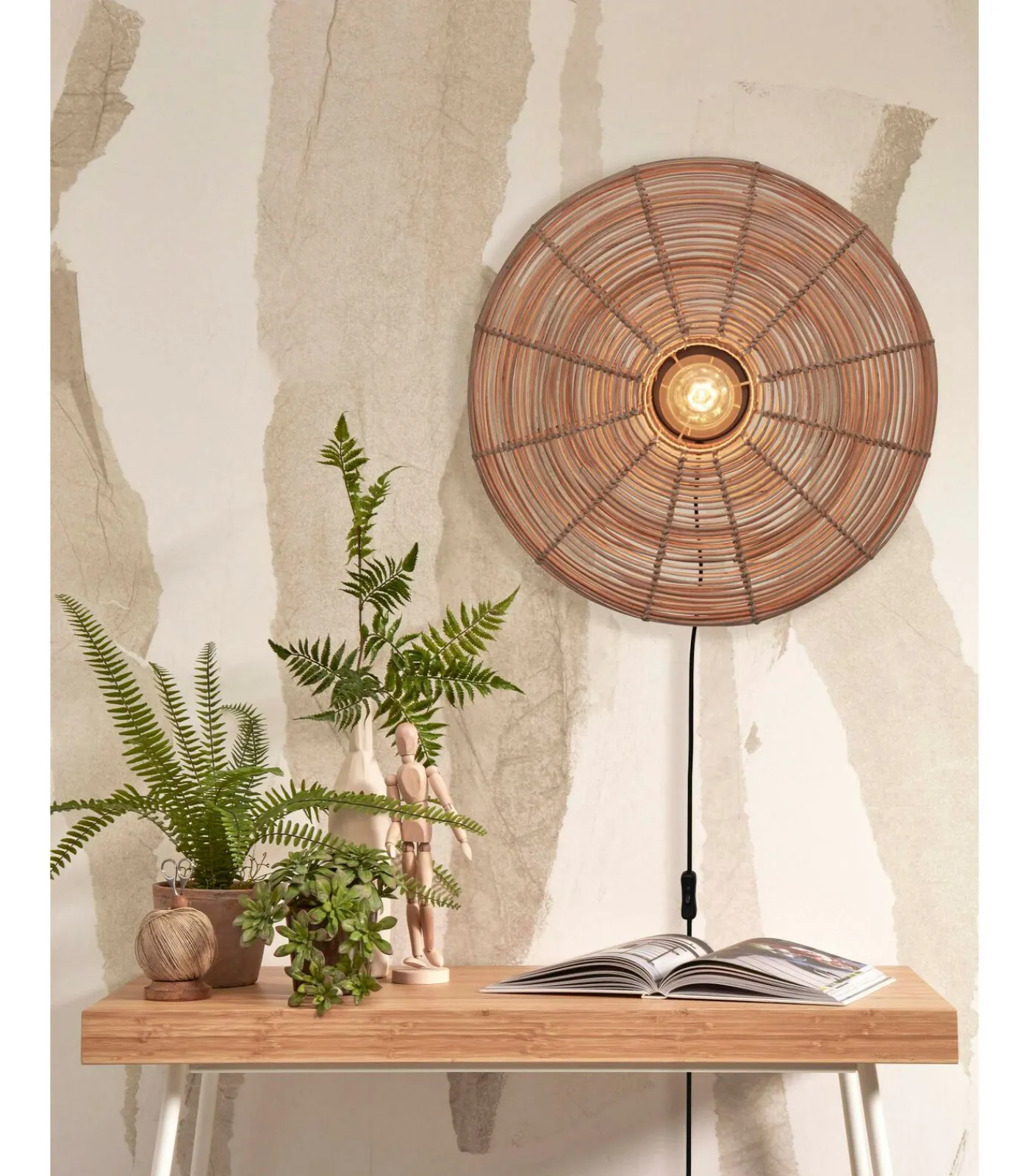 Best Wandlamp Tanami - Rotan - Ø55cm Muurverlichting