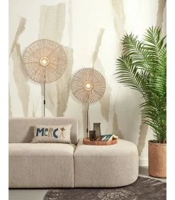 Best Wandlamp Zanzibar - Rotan Wit - Ø40cm Muurverlichting