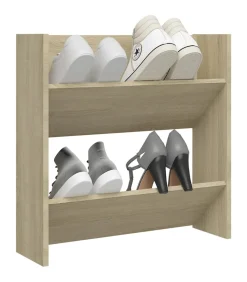 Wandschoenenkast 60x18x60 cm spaanplaat sonoma eikenkleurig Organiseren