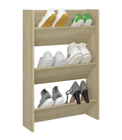 Wandschoenenkast 60x18x90 cm spaanplaat sonoma eikenkleurig Organiseren