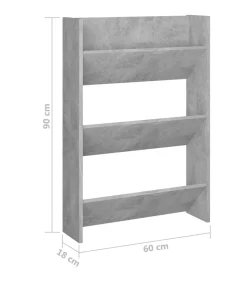 Sale Wandschoenenkast 60x18x90 cm spaanplaat betongrijs Organiseren