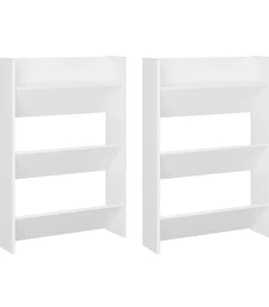Best Wandschoenenkasten 2 st 60x18x90 cm spaanplaat wit Organiseren