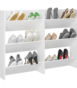 Best Wandschoenenkasten 2 st 60x18x90 cm spaanplaat wit Organiseren