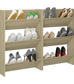 Outlet Wandschoenenkasten 2 st 60x18x90 cm spaanplaat sonoma eiken Organiseren