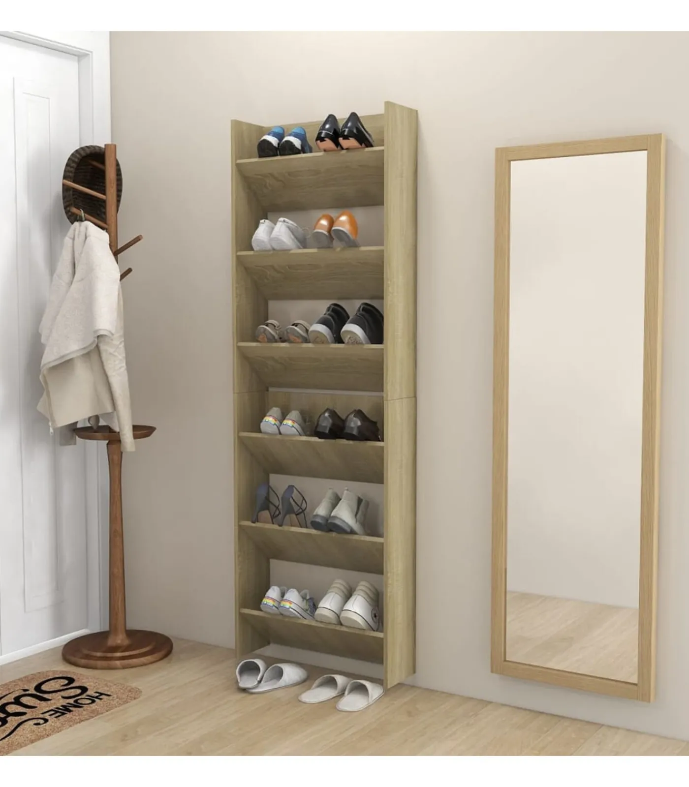 Outlet Wandschoenenkasten 2 st 60x18x90 cm spaanplaat sonoma eiken Organiseren