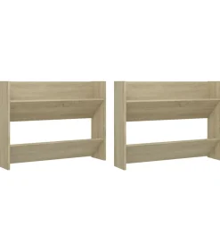 Clearance Wandschoenenkasten 2 st 80x18x60 cm spaanplaat sonoma eiken Organiseren