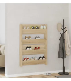 Clearance Wandschoenenkasten 2 st 80x18x60 cm spaanplaat sonoma eiken Organiseren