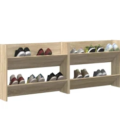 Clearance Wandschoenenkasten 2 st 80x18x60 cm spaanplaat sonoma eiken Organiseren