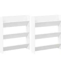 Clearance Wandschoenenkasten 2 st 80x18x90 cm spaanplaat wit Organiseren