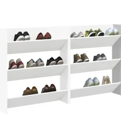 Clearance Wandschoenenkasten 2 st 80x18x90 cm spaanplaat wit Organiseren