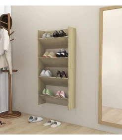Hot Wandschoenenkasten 2 st 60x18x60 cm spaanplaat sonoma eiken Organiseren