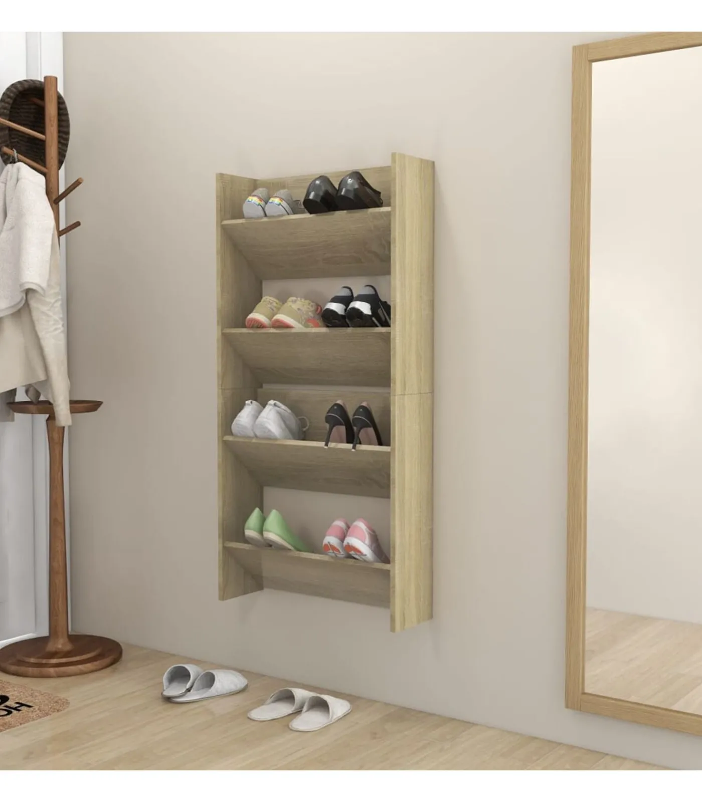 Hot Wandschoenenkasten 2 st 60x18x60 cm spaanplaat sonoma eiken Organiseren