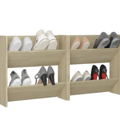Hot Wandschoenenkasten 2 st 60x18x60 cm spaanplaat sonoma eiken Organiseren