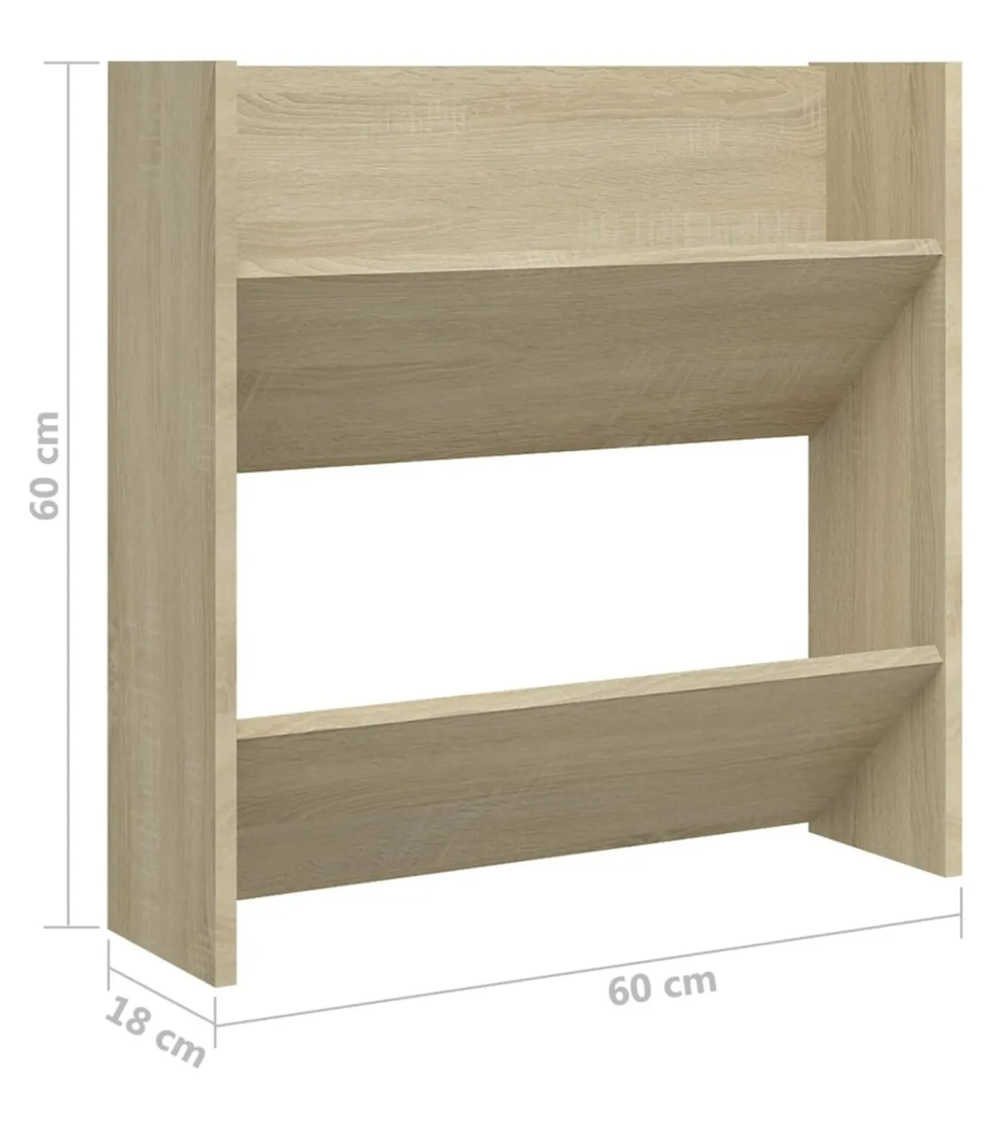 Hot Wandschoenenkasten 2 st 60x18x60 cm spaanplaat sonoma eiken Organiseren
