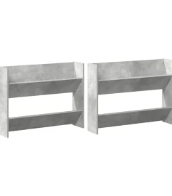 Outlet Wandschoenenkasten 2 st 80x18x60 cm spaanplaat betongrijs Organiseren