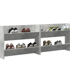 Outlet Wandschoenenkasten 2 st 80x18x60 cm spaanplaat betongrijs Organiseren
