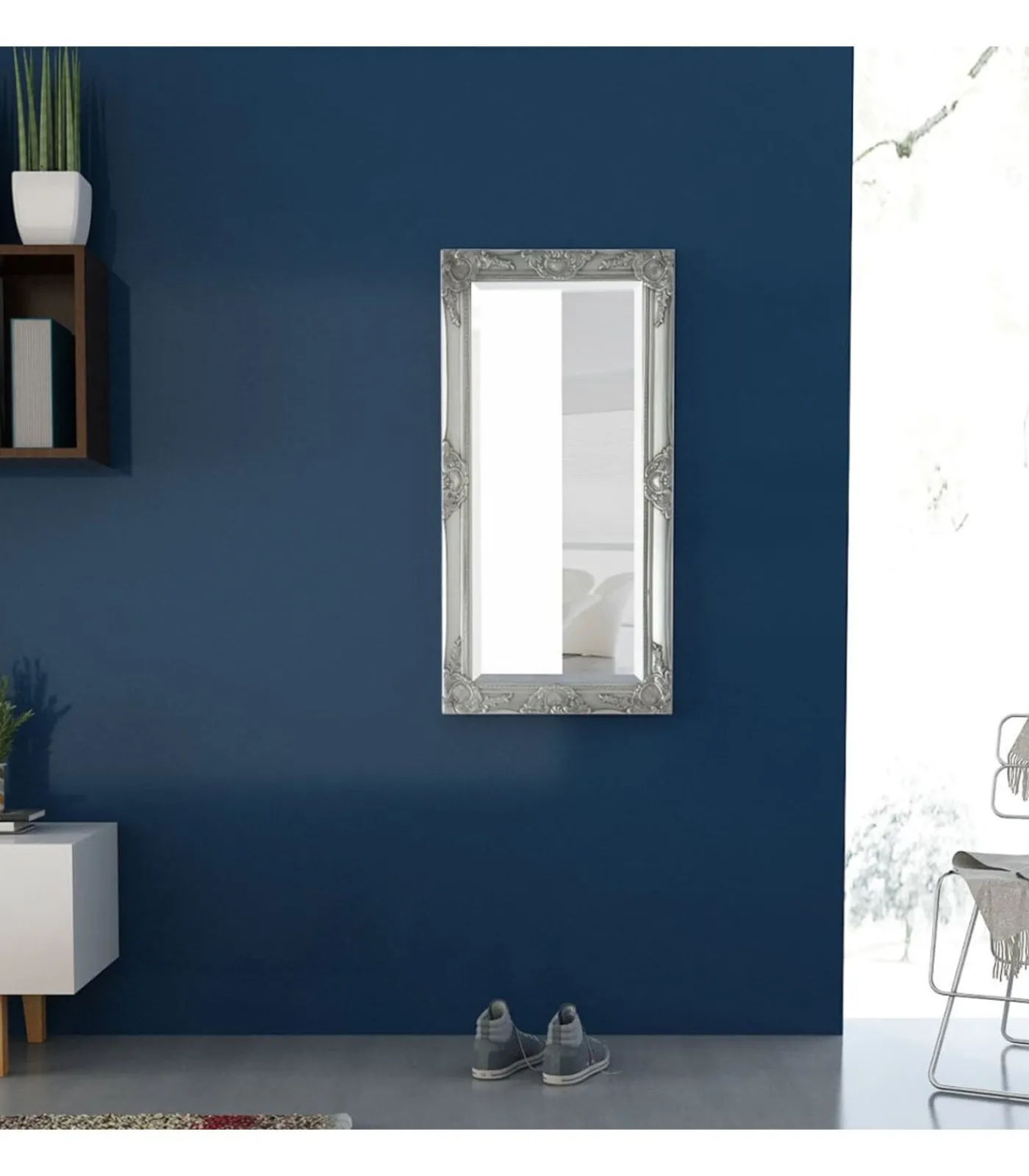 Clearance Wandspiegel Barok 100 x 50 cm zilver Spiegels