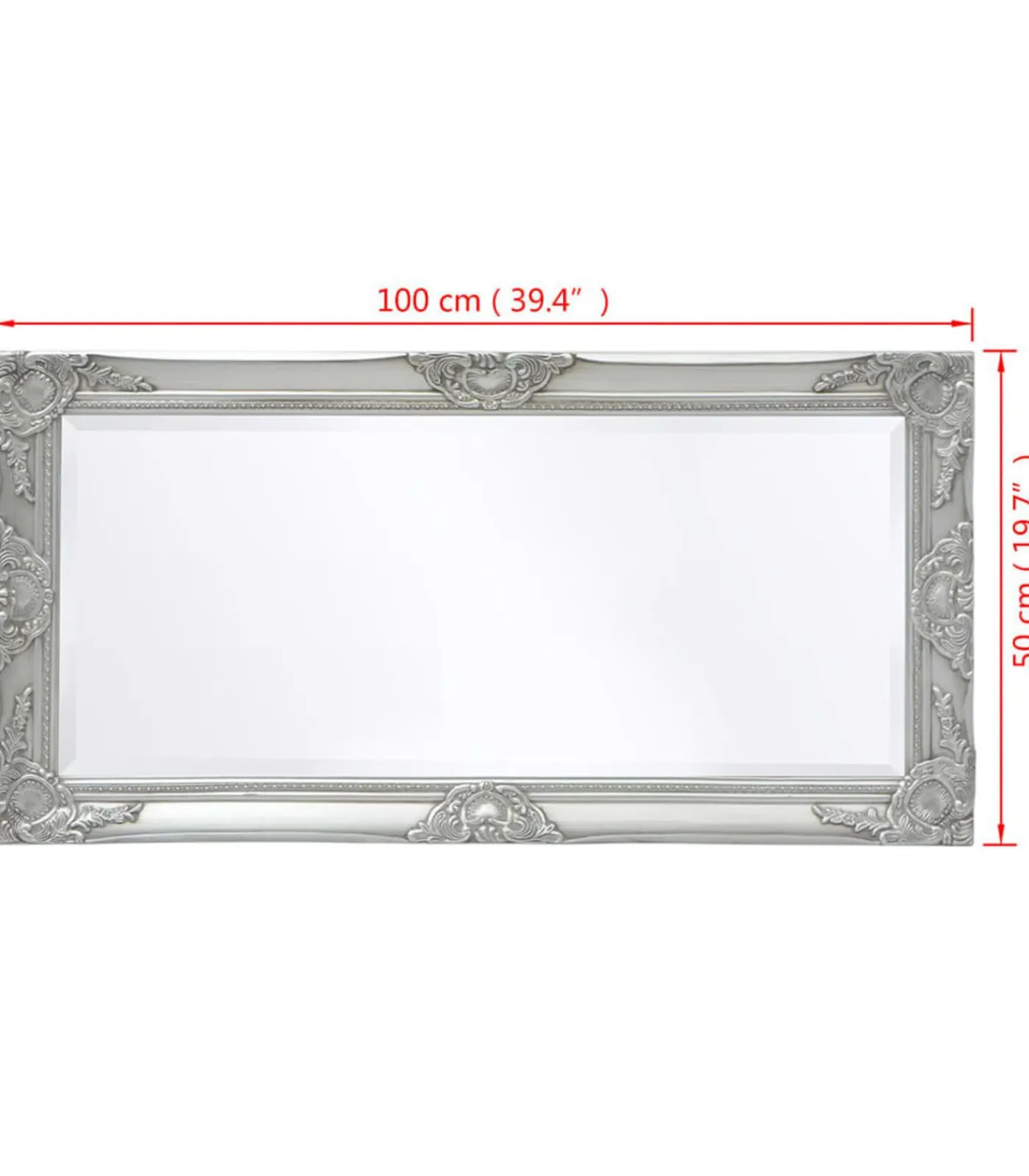 Clearance Wandspiegel Barok 100 x 50 cm zilver Spiegels