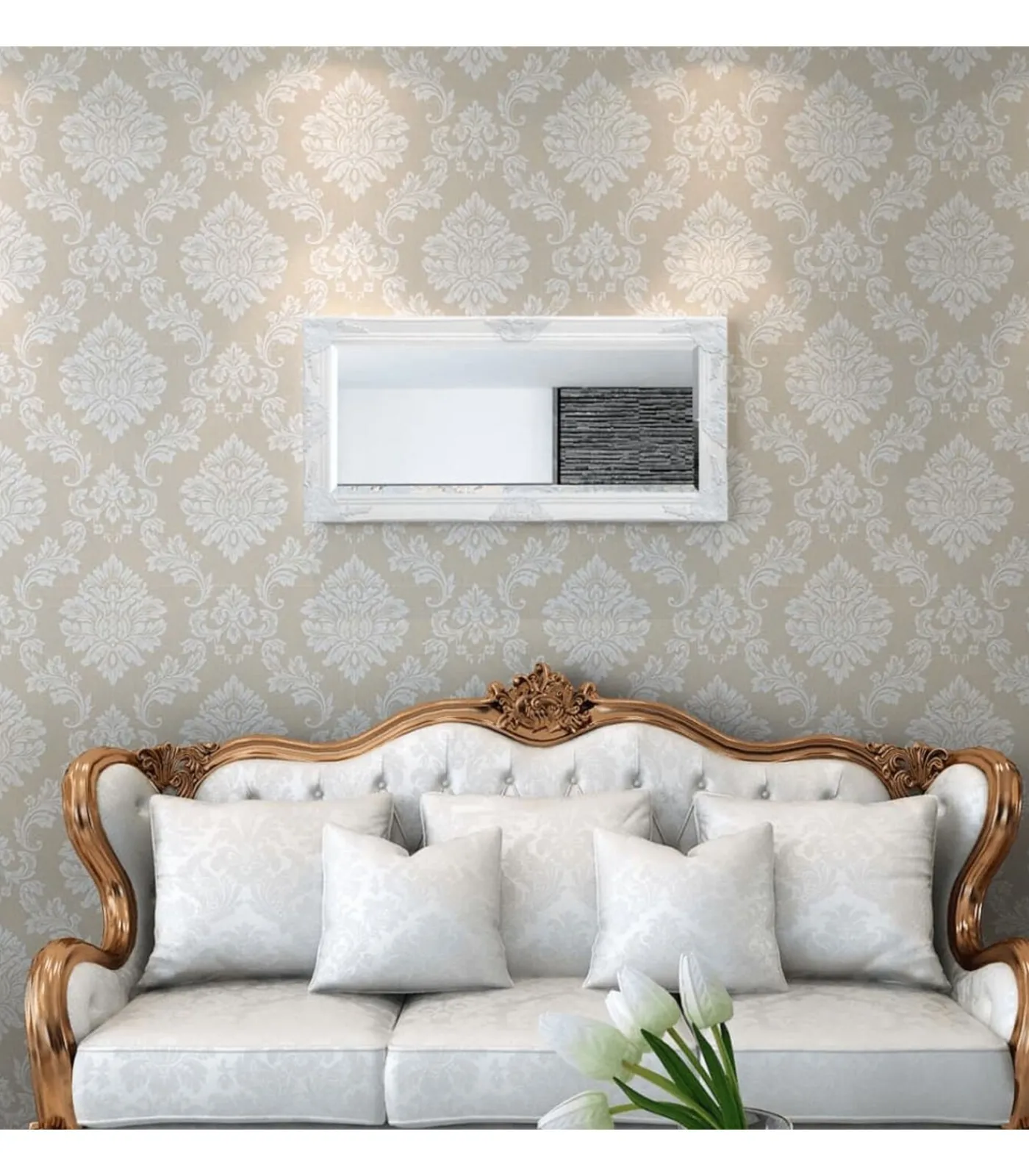 Clearance Wandspiegel Barok 100 x 50 cm wit Spiegels