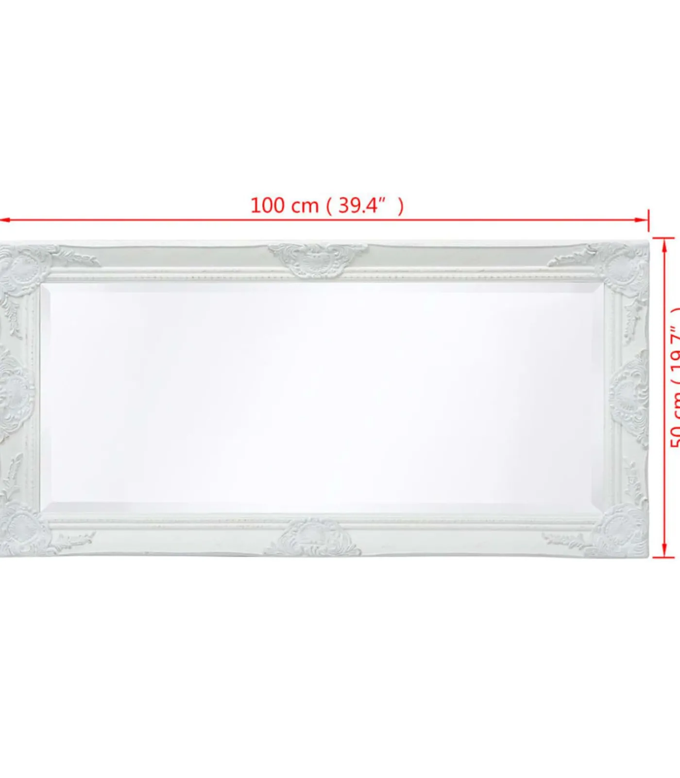 Clearance Wandspiegel Barok 100 x 50 cm wit Spiegels