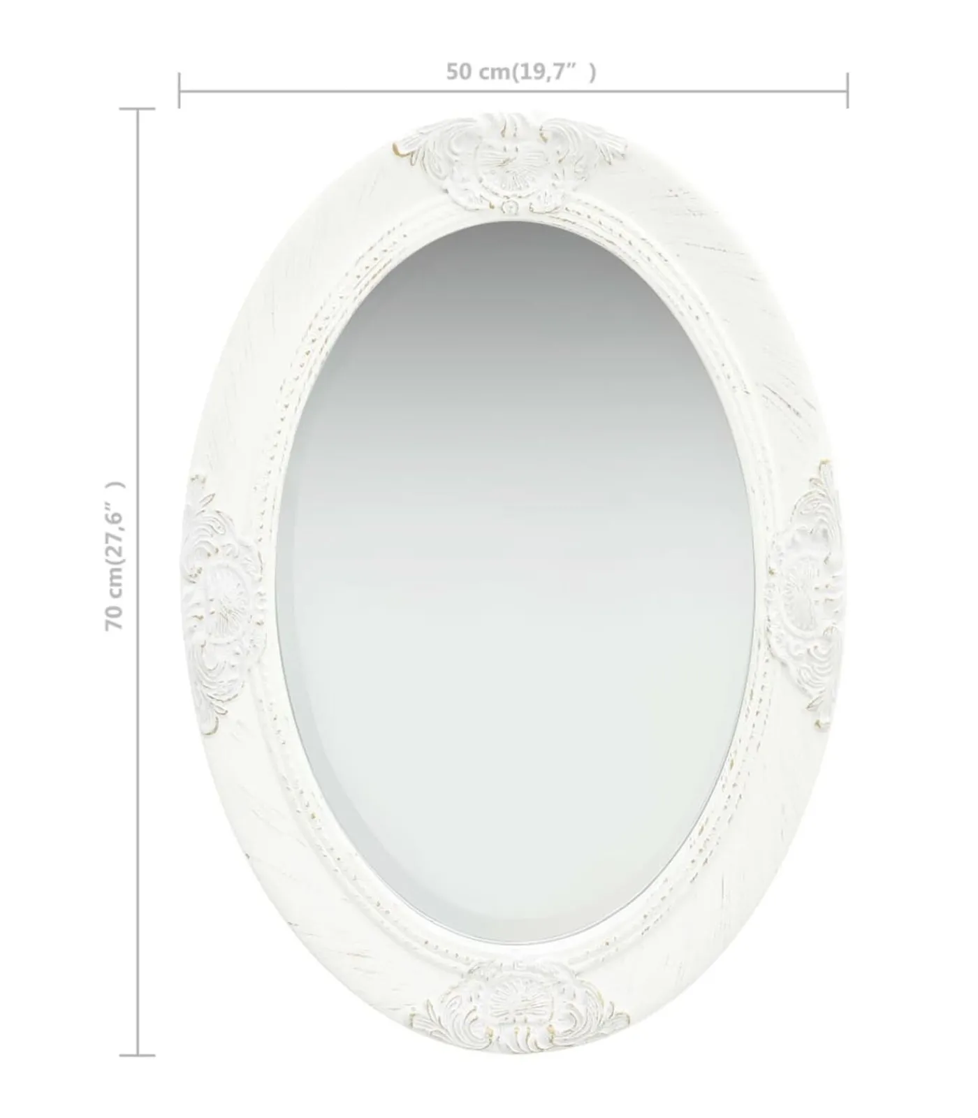 Outlet Wandspiegel barok stijl 50x70 cm wit Spiegels