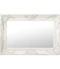 Discount Wandspiegel barok stijl 60x40 cm wit Spiegels