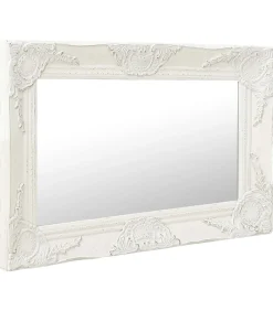 Discount Wandspiegel barok stijl 60x40 cm wit Spiegels