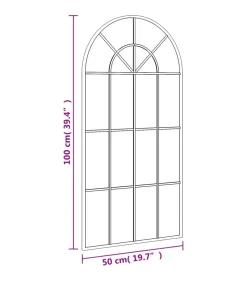 Hot Wandspiegel boog 50x100 cm ijzer zwart Spiegels