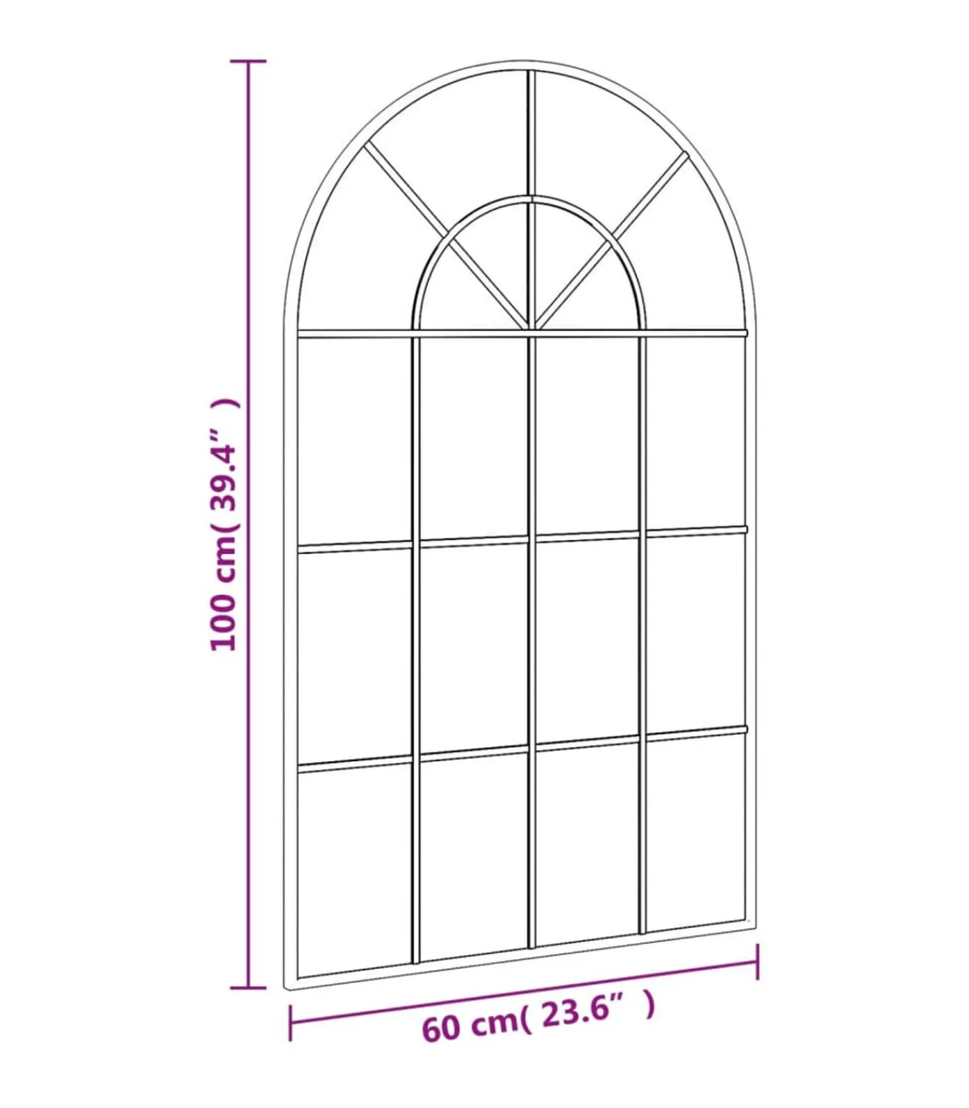 Best Wandspiegel boog 60x100 cm ijzer zwart Spiegels