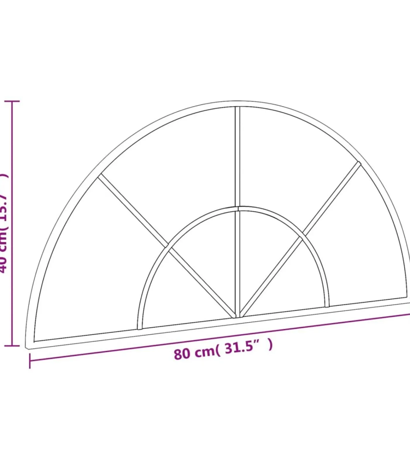 Sale Wandspiegel boog 80x40 cm ijzer zwart Spiegels