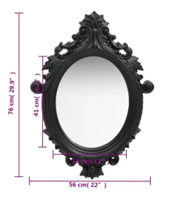 Outlet Wandspiegel kasteel stijl 56x76 cm zwart Spiegels