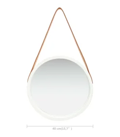 New Wandspiegel met band 40 cm wit Spiegels