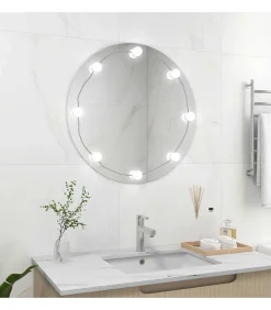 Wandspiegel met LED-lampen rond glas Spiegels