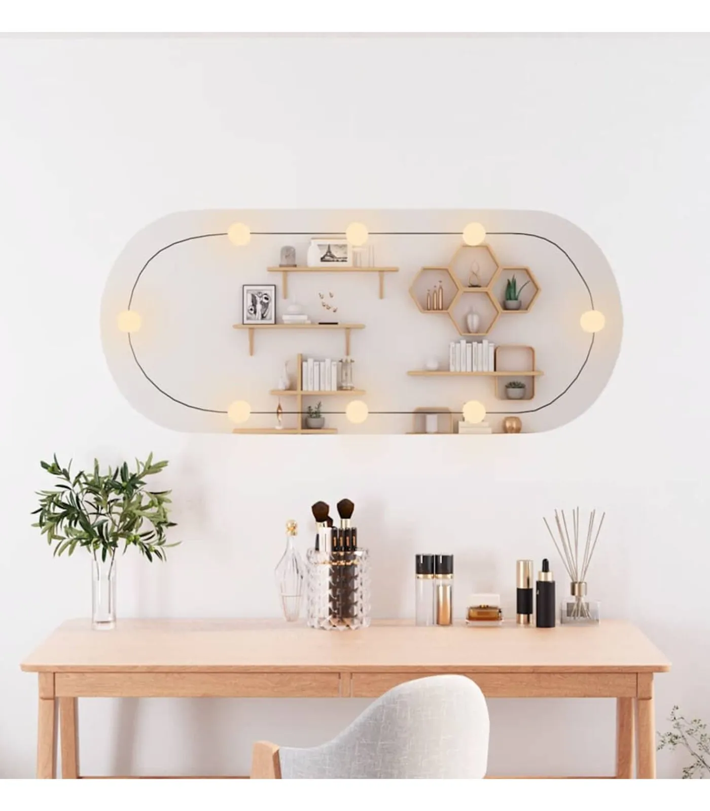 Sale Wandspiegel met LED's ovaal 25x60 cm glas Spiegels