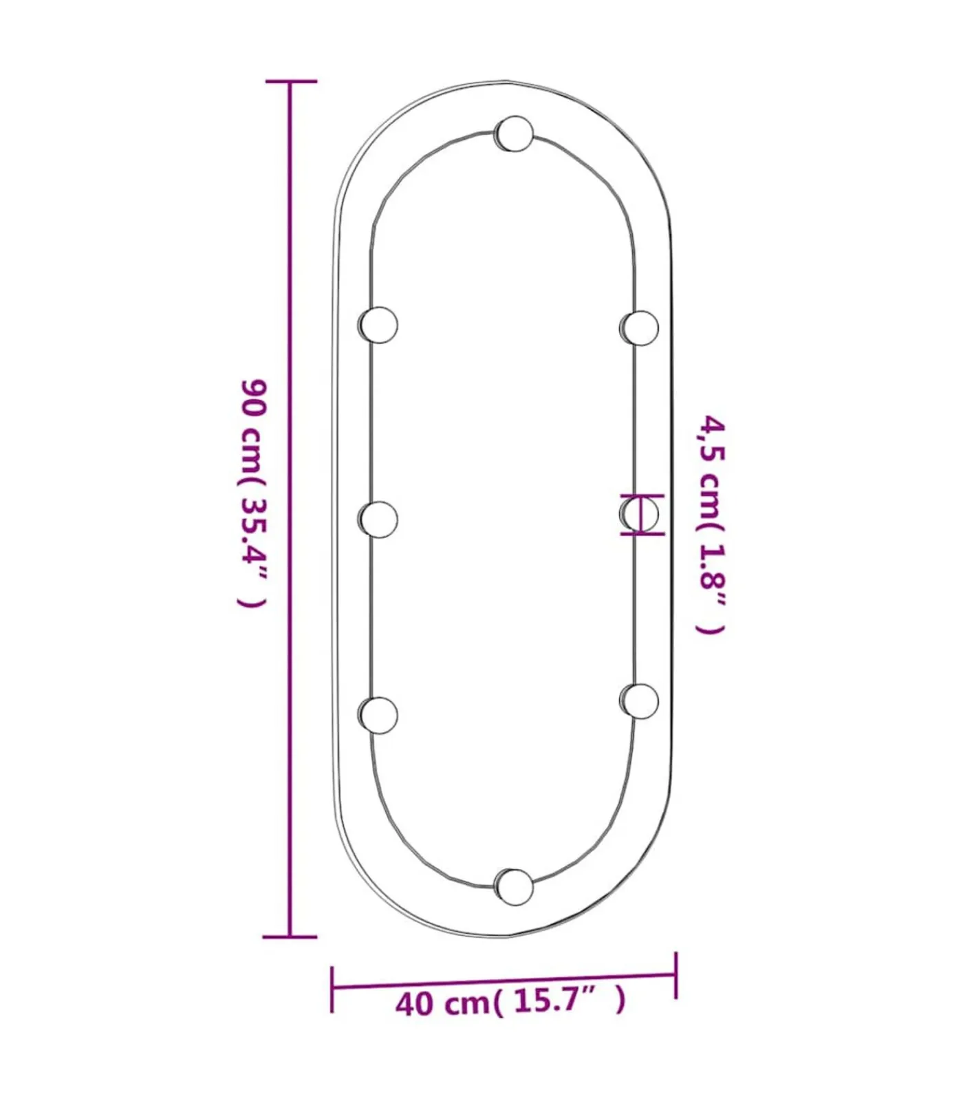 Sale Wandspiegel met LED's ovaal 25x60 cm glas Spiegels