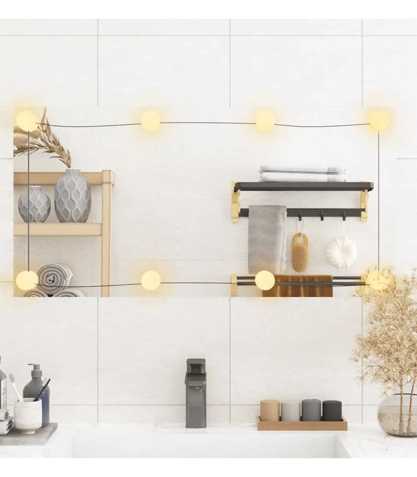 Hot Wandspiegel met LED's rechthoekig 40x80 cm glas Spiegels