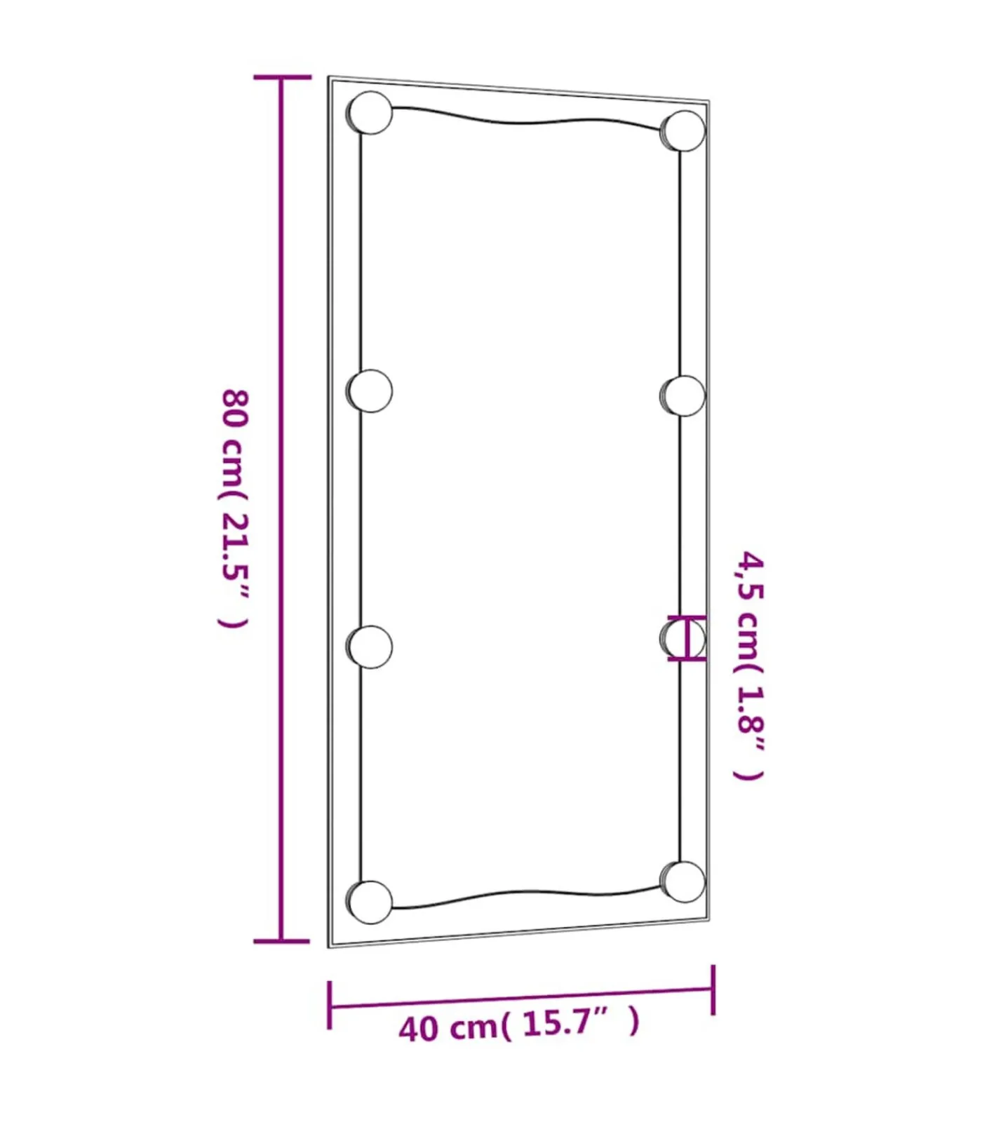 Hot Wandspiegel met LED's rechthoekig 40x80 cm glas Spiegels